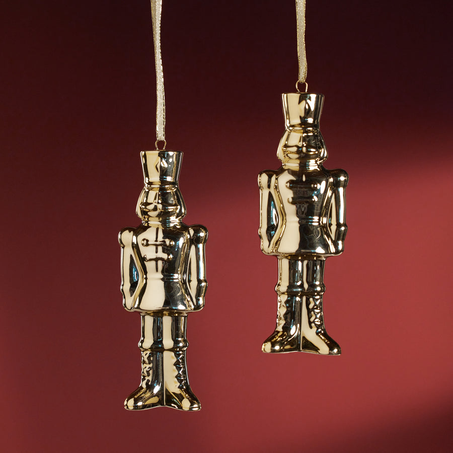 Ceramic Nutcracker Ornament - Gold - Set of 4