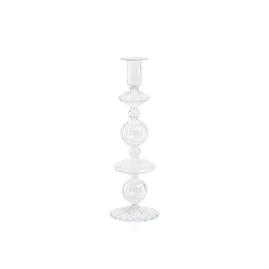 Lucerna Glass Taper Holder - Clear - Taper Holder by Carlyle Avenue