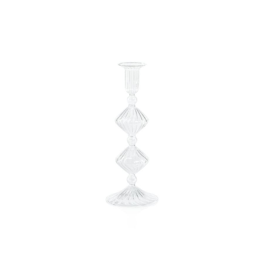 Candeliere Glass Taper Holder - Clear - Taper Holder by Carlyle Avenue
