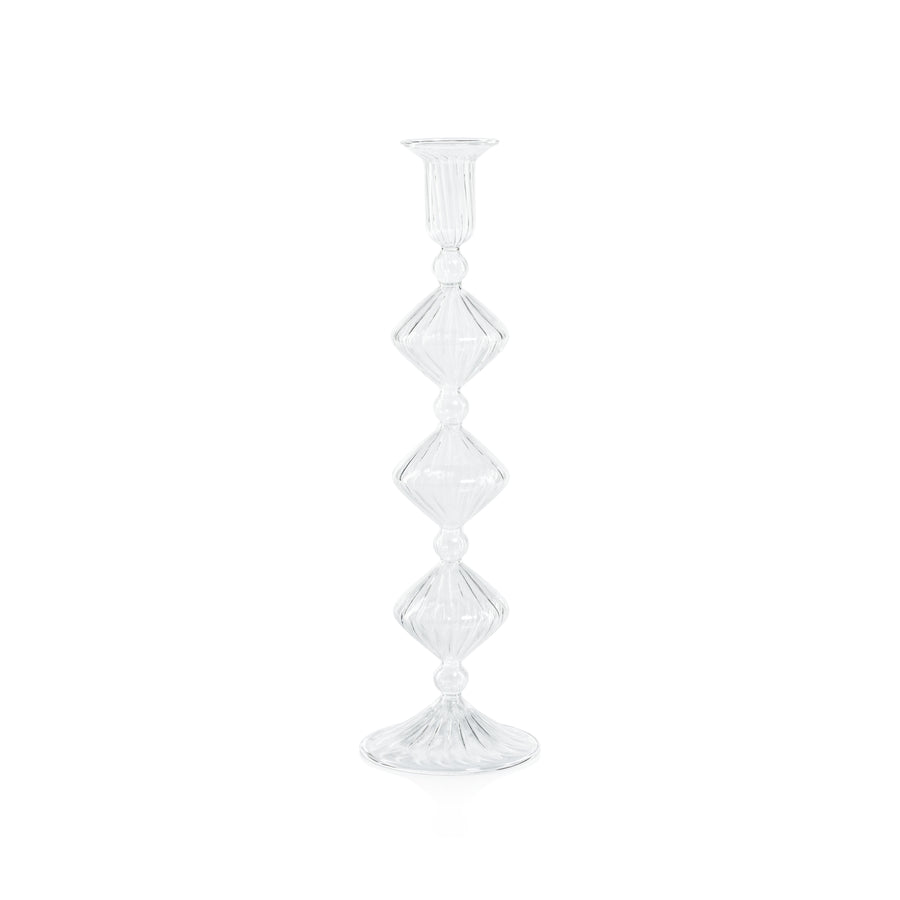 Candeliere Glass Taper Holder - Clear - Taper Holder by Carlyle Avenue