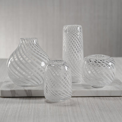 Claire Clear Bud Vases with White Swirl - Vases by Carlyle Avenue