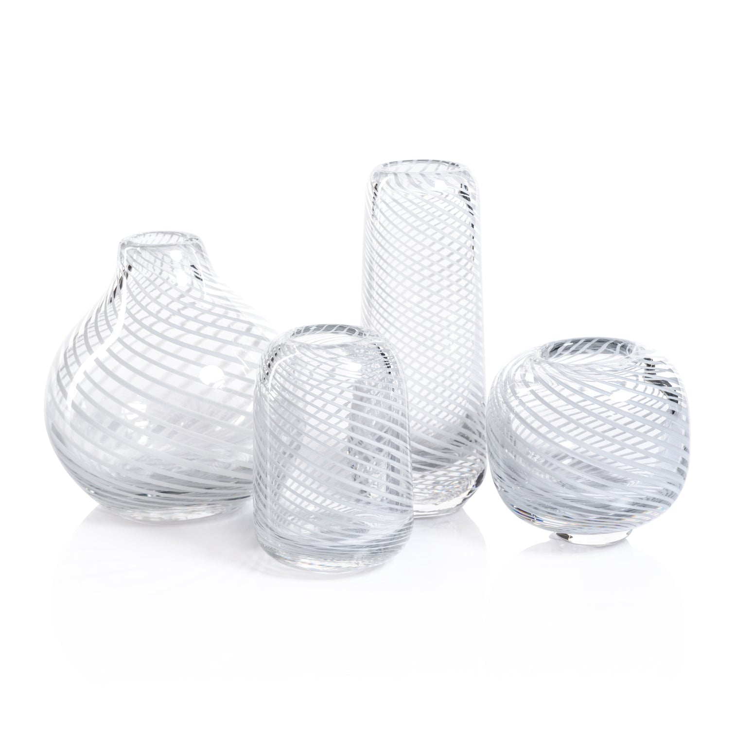 Claire Clear Bud Vases with White Swirl