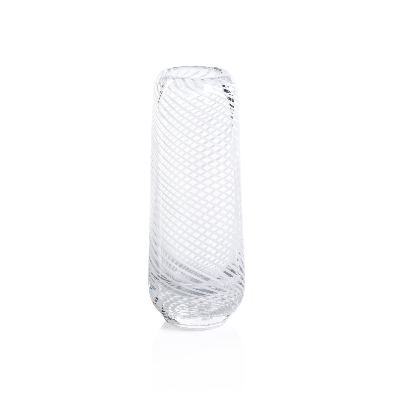 Claire Clear Bud Vases with White Swirl
