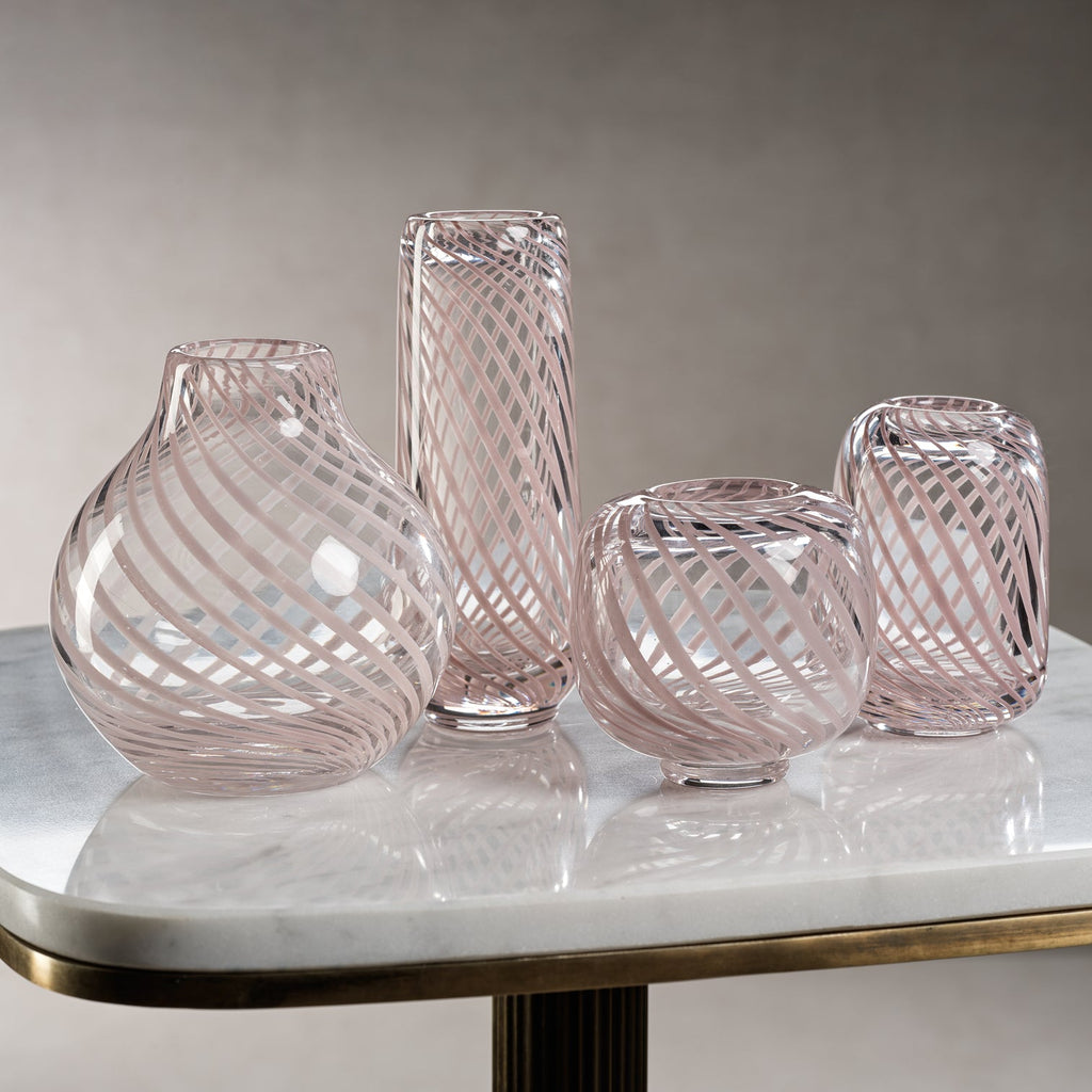 Claire Clear Bud Vases with Blush Swirl - Vases by Carlyle Avenue