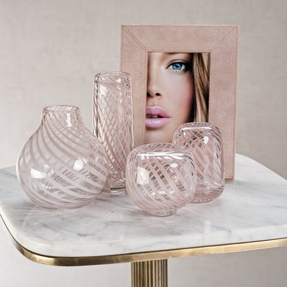 Claire Clear Bud Vases with Blush Swirl - Vases by Carlyle Avenue