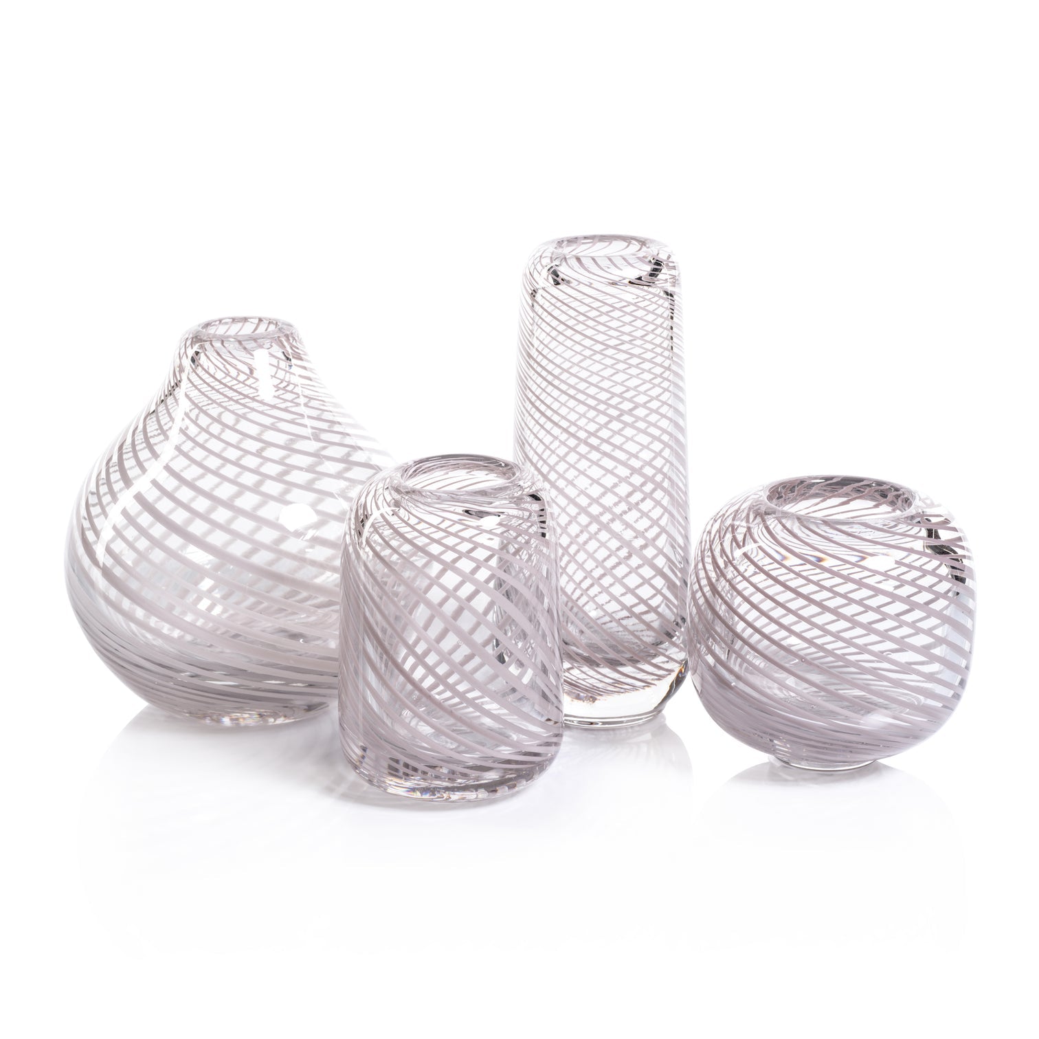 Claire Clear Bud Vases with Blush Swirl
