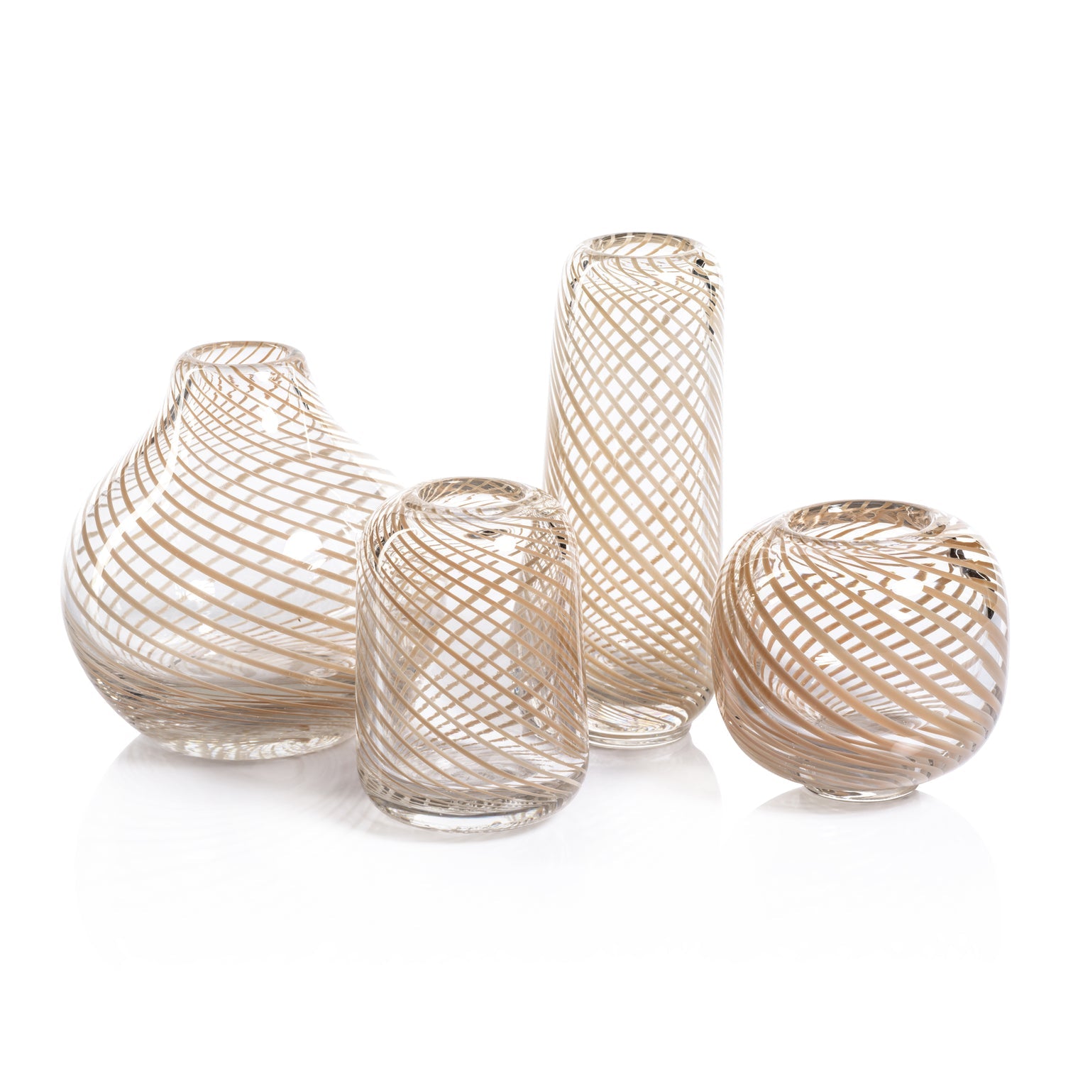 Claire Clear Bud Vases with Beige Swirl