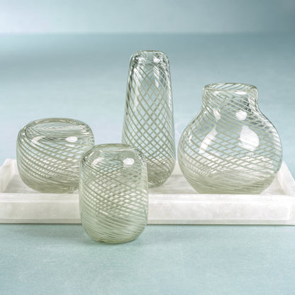 Claire Clear Bud Vases with Sea Green Swirl - Vases by Carlyle Avenue