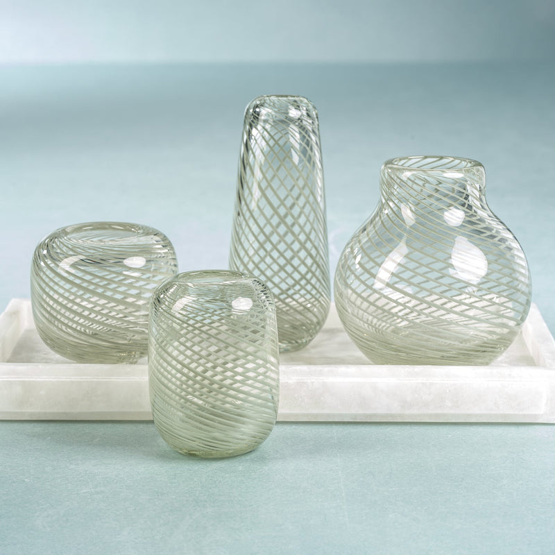 Claire Clear Bud Vases with Sea Green Swirl - Vases by Carlyle Avenue