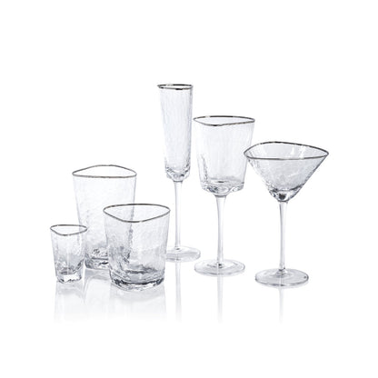 Aperitivo Triangular Glass - Clear w/ Platinum Rim - Glassware by Carlyle Avenue