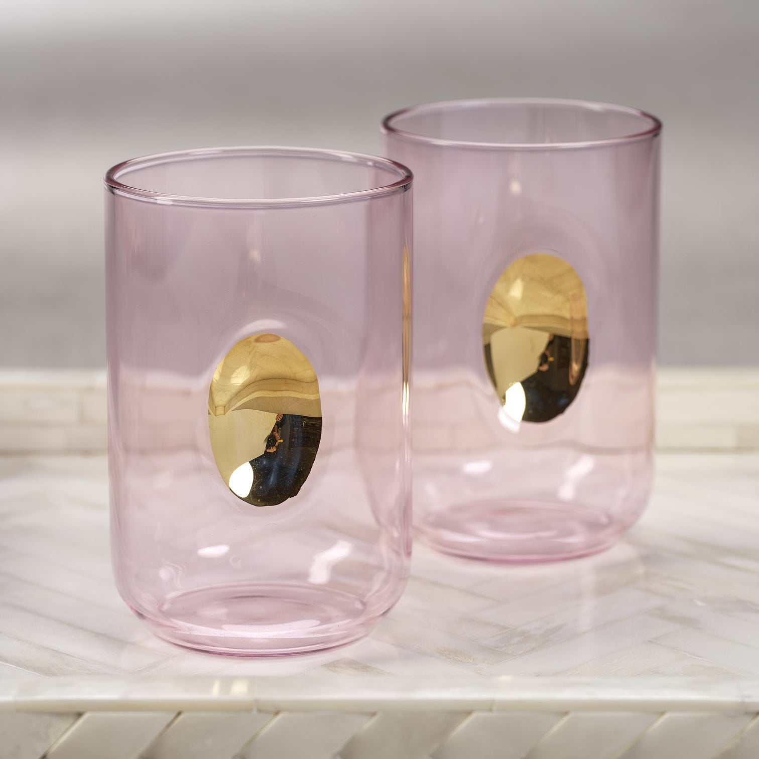 Aperitivo Tumbler with Gold Accent - Pink - Set of 4