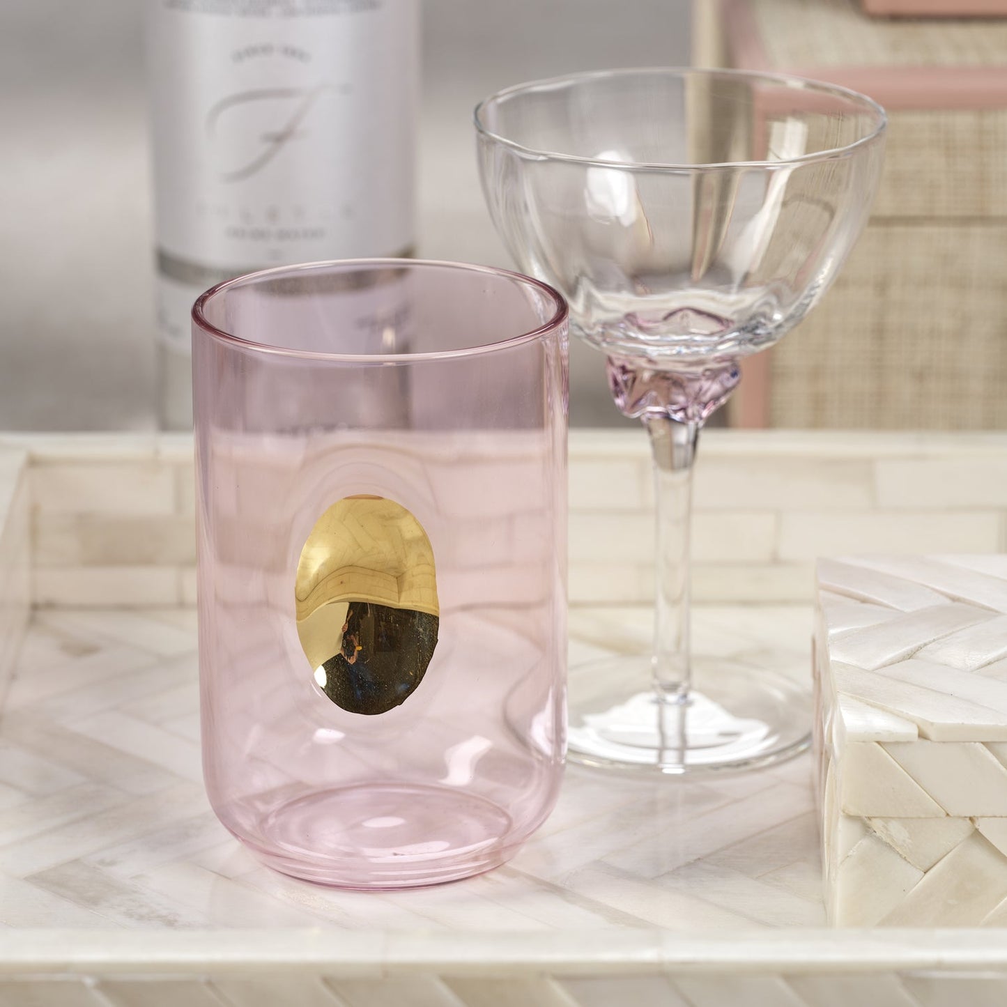 Aperitivo Tumbler with Gold Accent - Pink - Set of 4