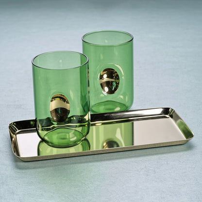 Aperitivo Tumbler with Gold Accent - Cactus Green - Set of 4 - Glassware by Carlyle Avenue