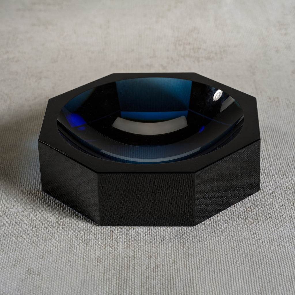 Glass Crystal Octagon Bowl - Deep Blue - Bowls by Carlyle Avenue