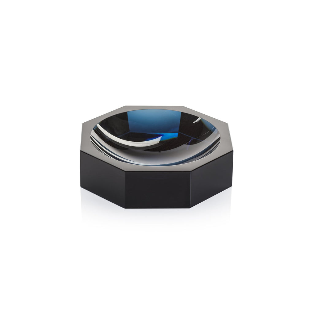 Glass Crystal Octagon Bowl - Deep Blue - Bowls by Carlyle Avenue