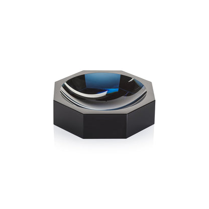 Glass Crystal Octagon Bowl - Deep Blue - Bowls by Carlyle Avenue