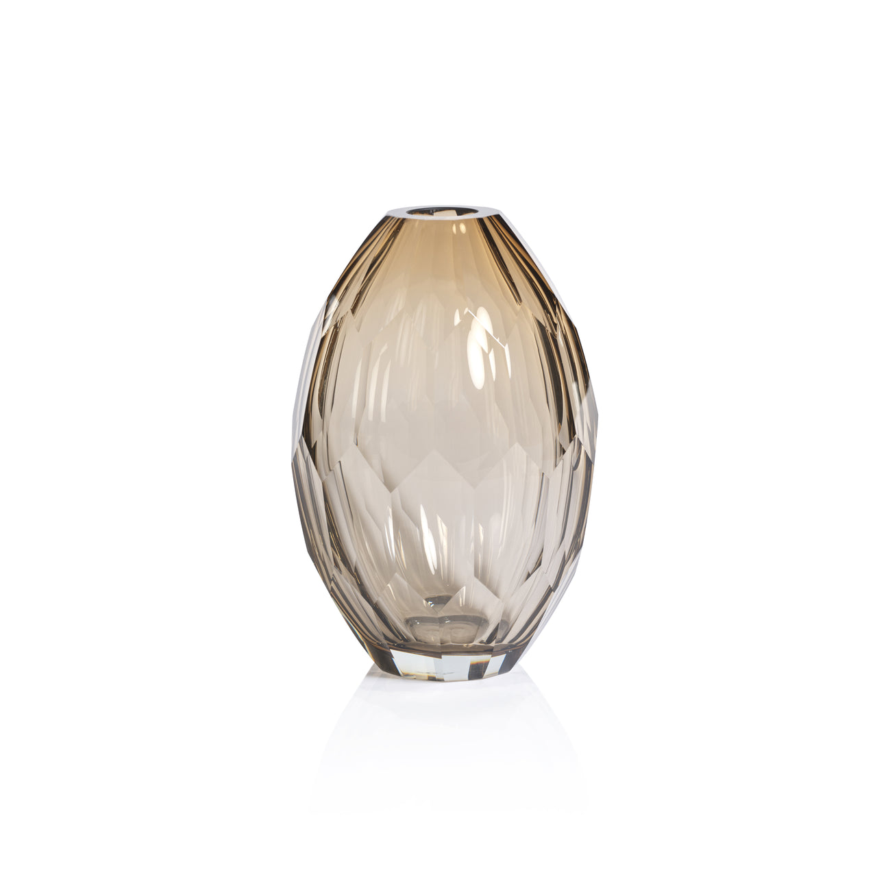 Andermatt Cut Glass Vase - Taupe