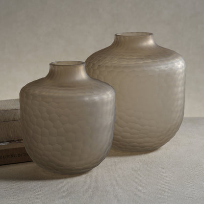Arosa Cut Glass Frosted Vase - Taupe - Vases by Carlyle Avenue