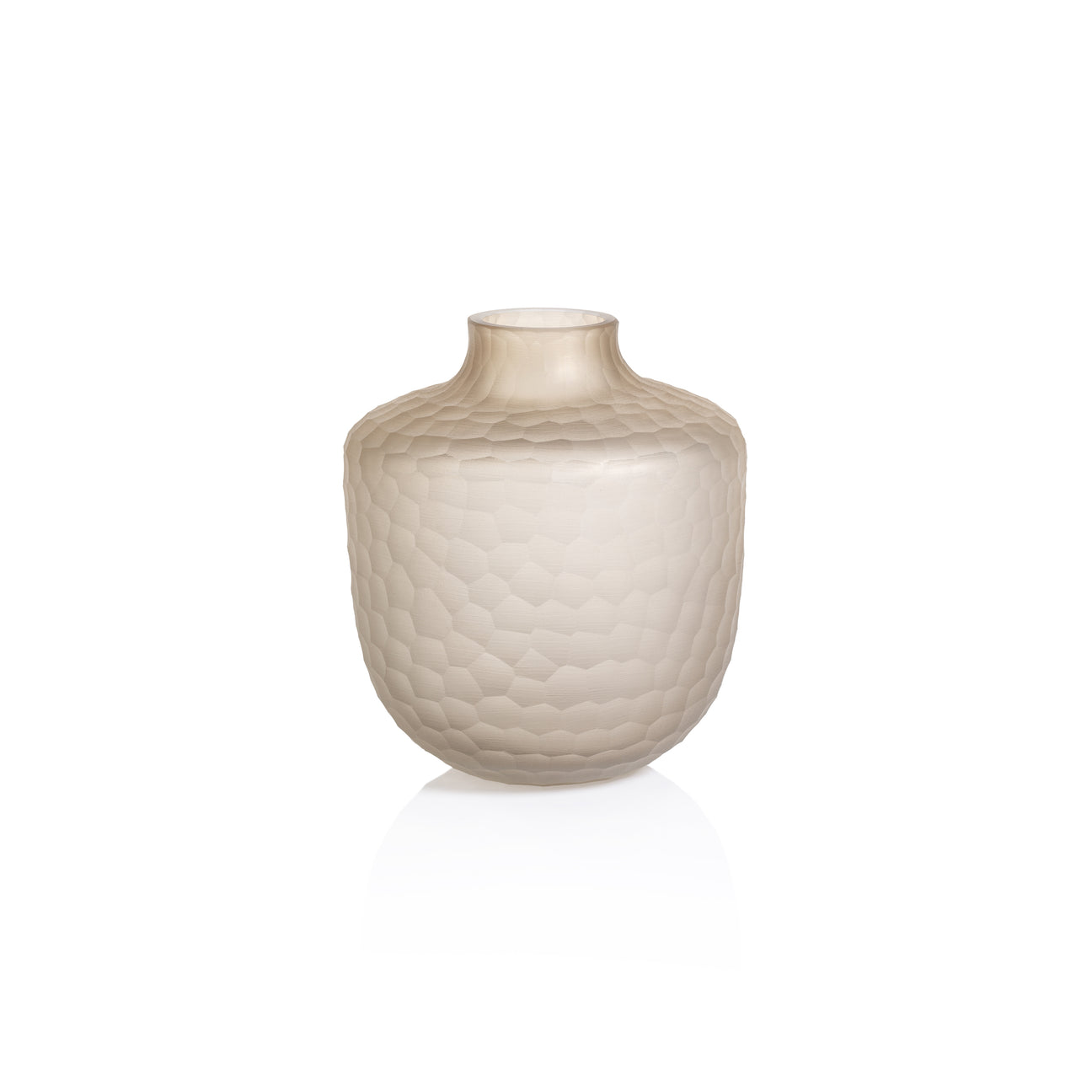 Arosa Cut Glass Frosted Vase - Taupe