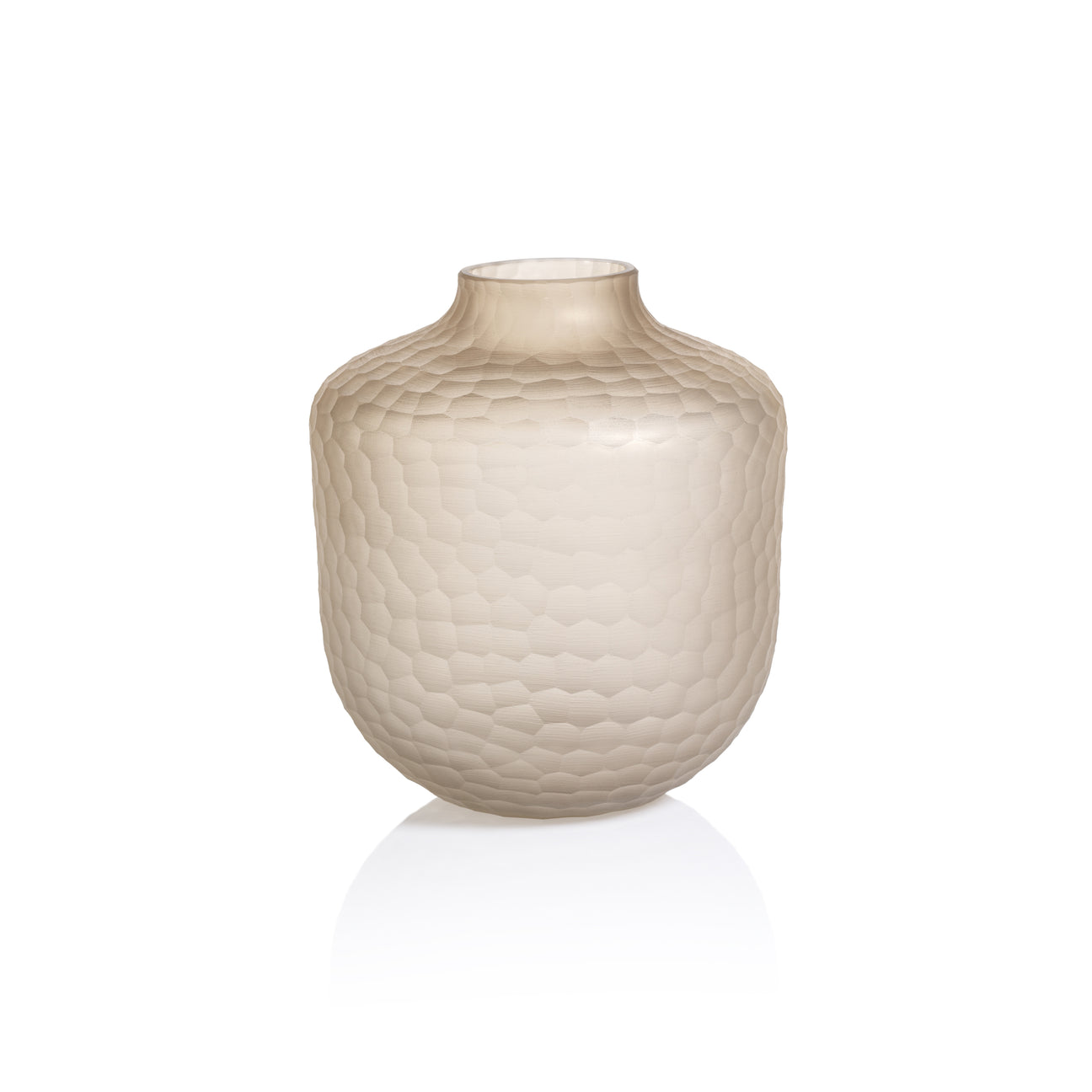 Arosa Cut Glass Frosted Vase - Taupe