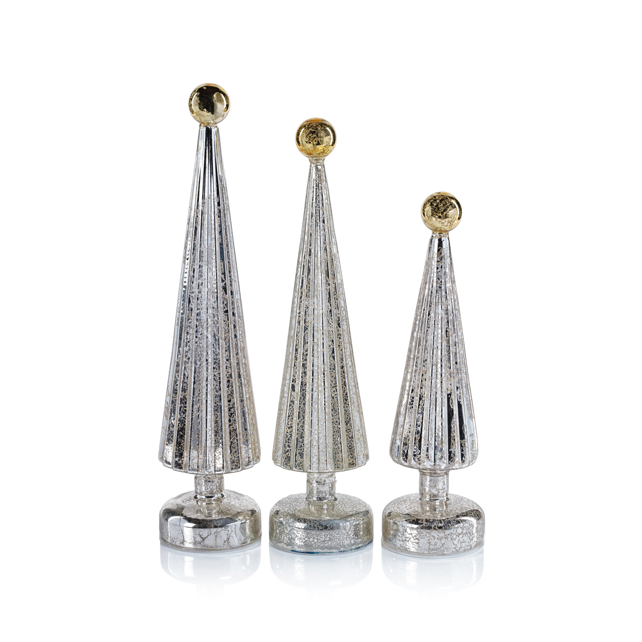 LED Tree with Globe Finial - Silver with Gold - Holiday Decor by Carlyle Avenue