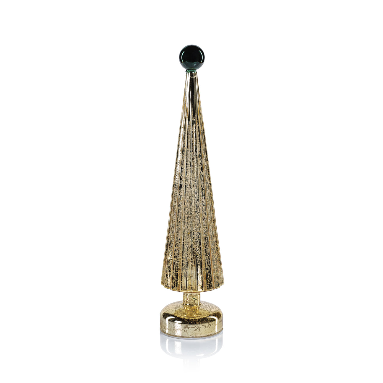 LED Tree with Globe Finial - Gold w/ Green