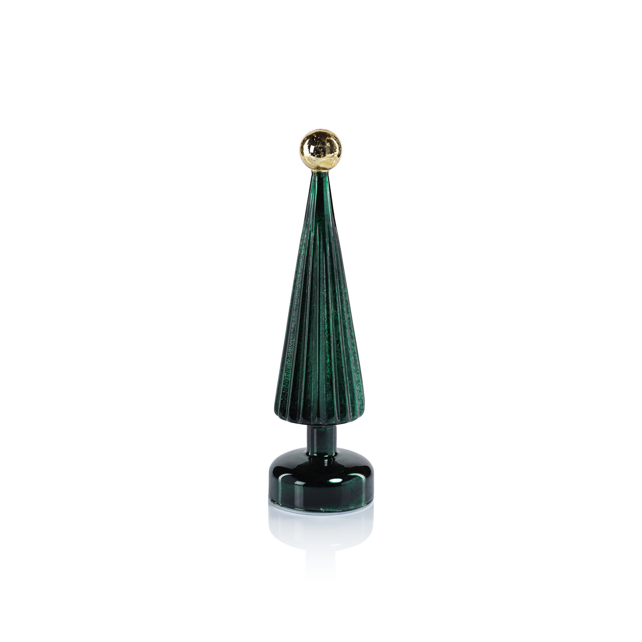 LED Tree with Globe Finial - Green w/ Gold