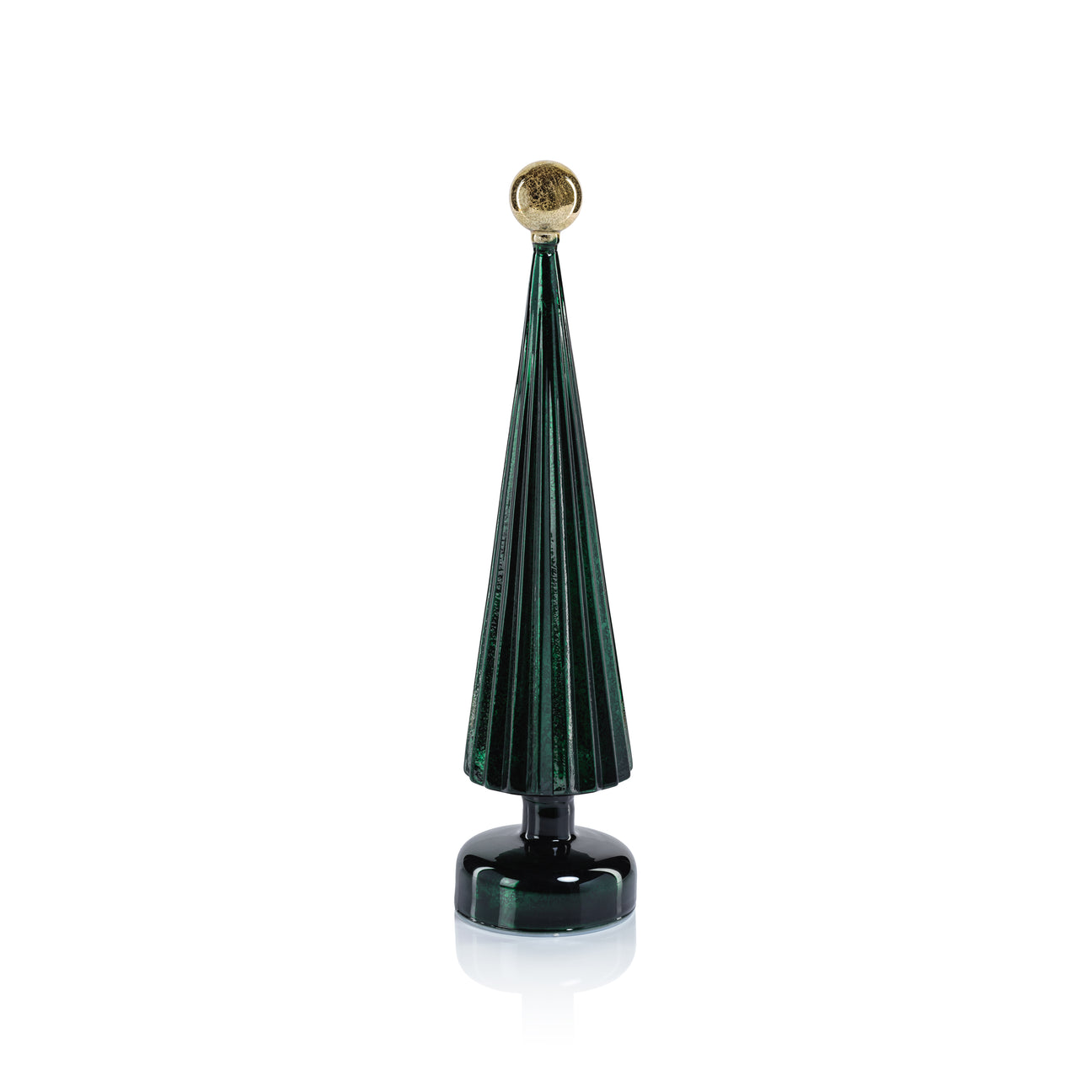 LED Tree with Globe Finial - Green w/ Gold