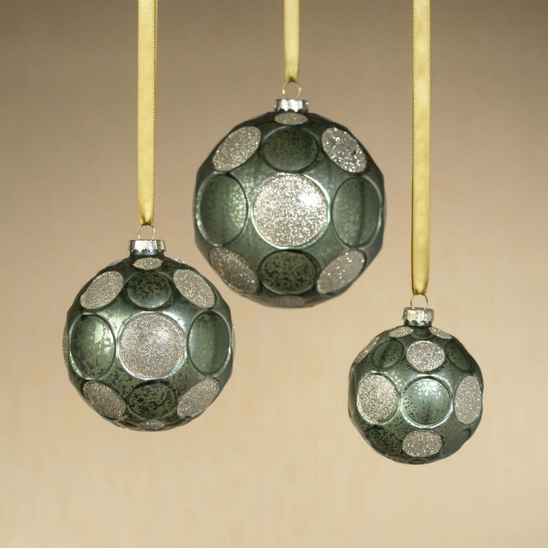 Matte Frosted Whisper Glass Ornament - Green & Gold - Ornaments by Carlyle Avenue