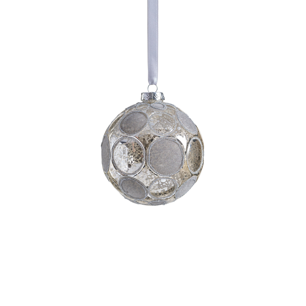 Matte Frosted Whisper Glass Ornament - Silver & Gray