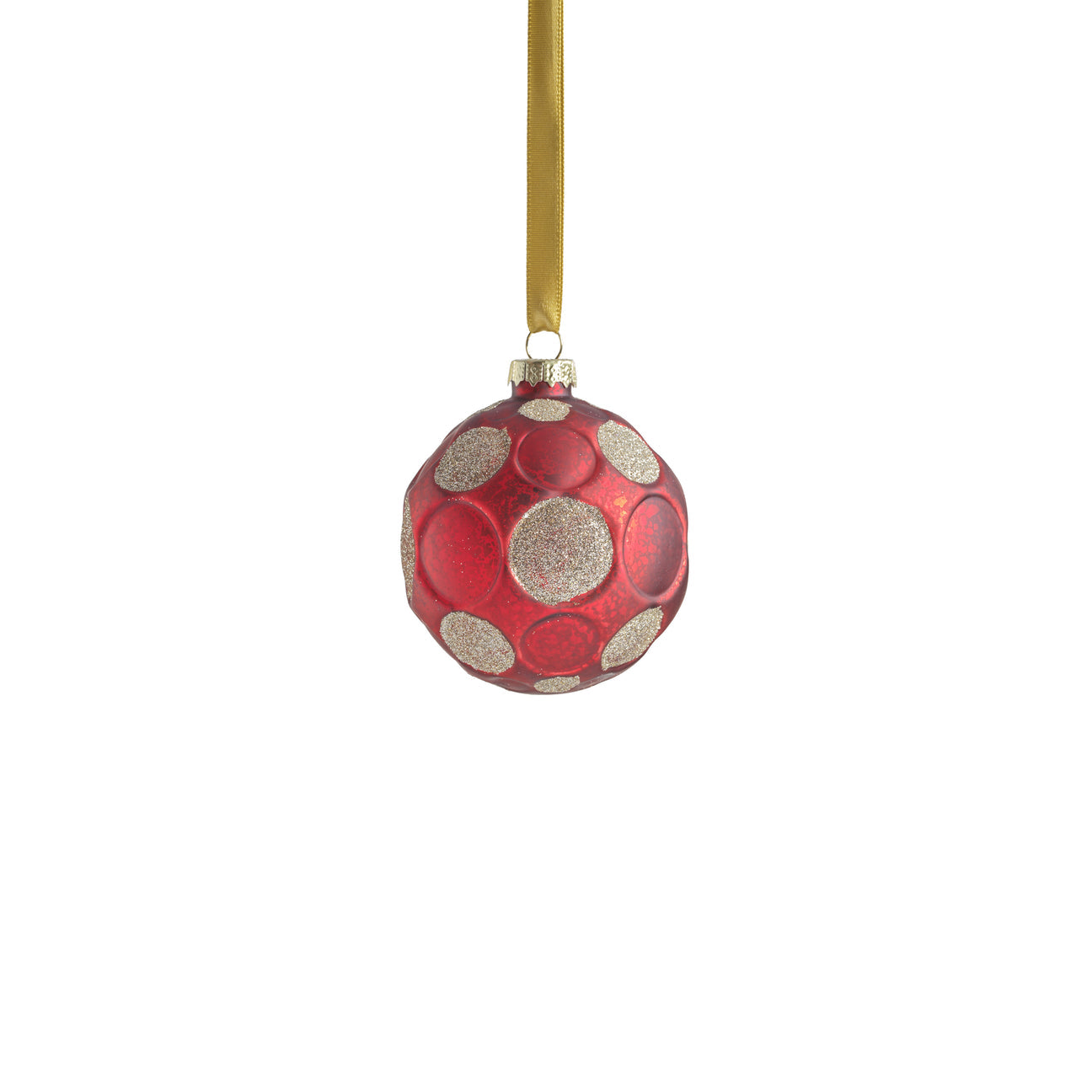 Matte Frosted Whisper Glass Ornament - Red & Gold