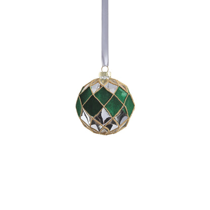 Venetian Verde Glass Ornament - Silver and Green - Ornaments by Carlyle Avenue