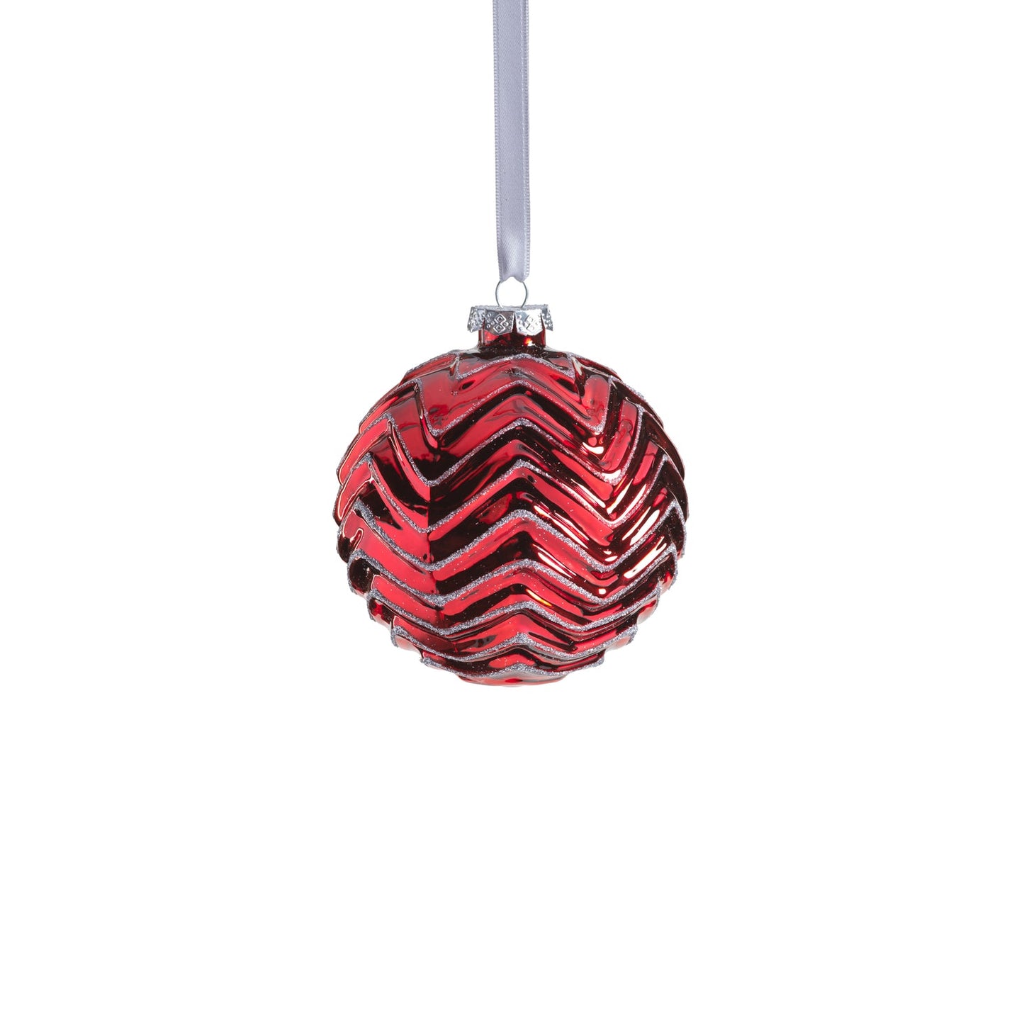 Metallic Spark Zigzag Ornament - Red