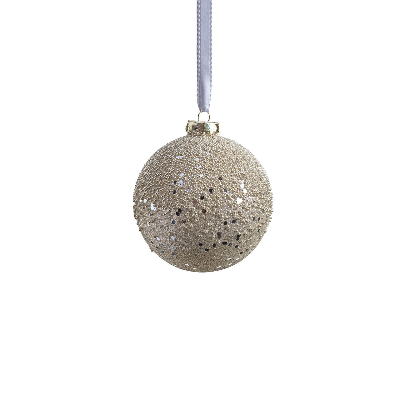 Silver Beaded Glass Ornament - Silver