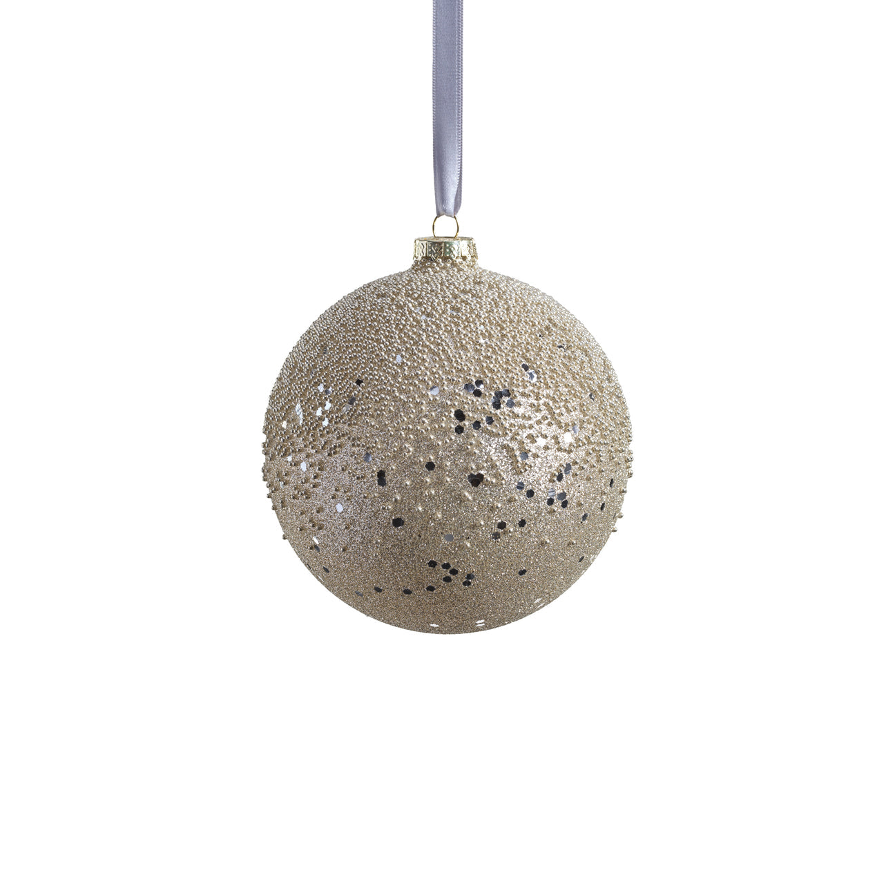 Silver Beaded Glass Ornament - Silver