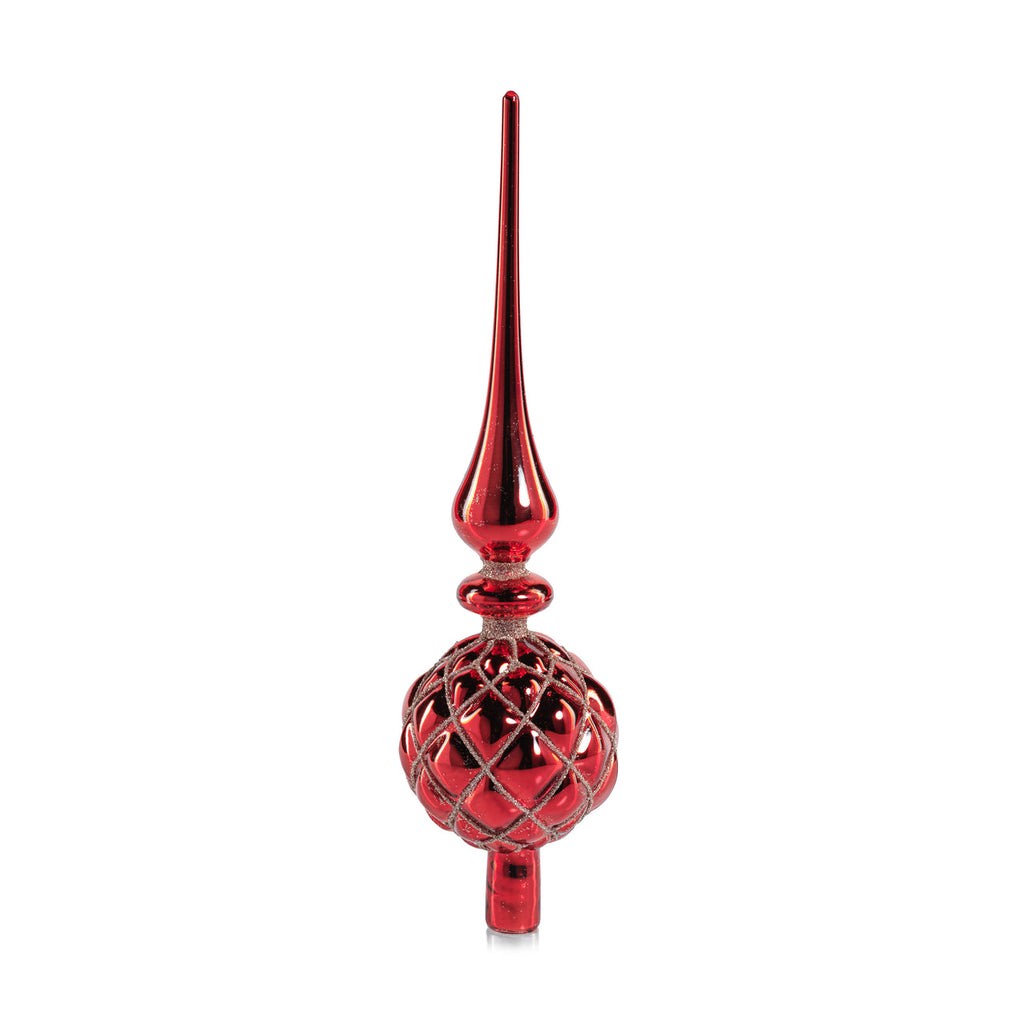 Dazzling Metallic Glass Tree Topper - Red - Christmas Decor by Carlyle Avenue