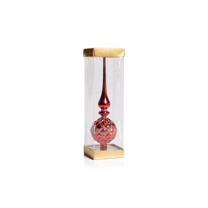 Dazzling Metallic Glass Tree Topper - Red - Christmas Decor by Carlyle Avenue