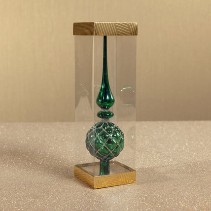 Dazzling Metallic Glass Tree Topper - Green - Christmas Decor by Carlyle Avenue