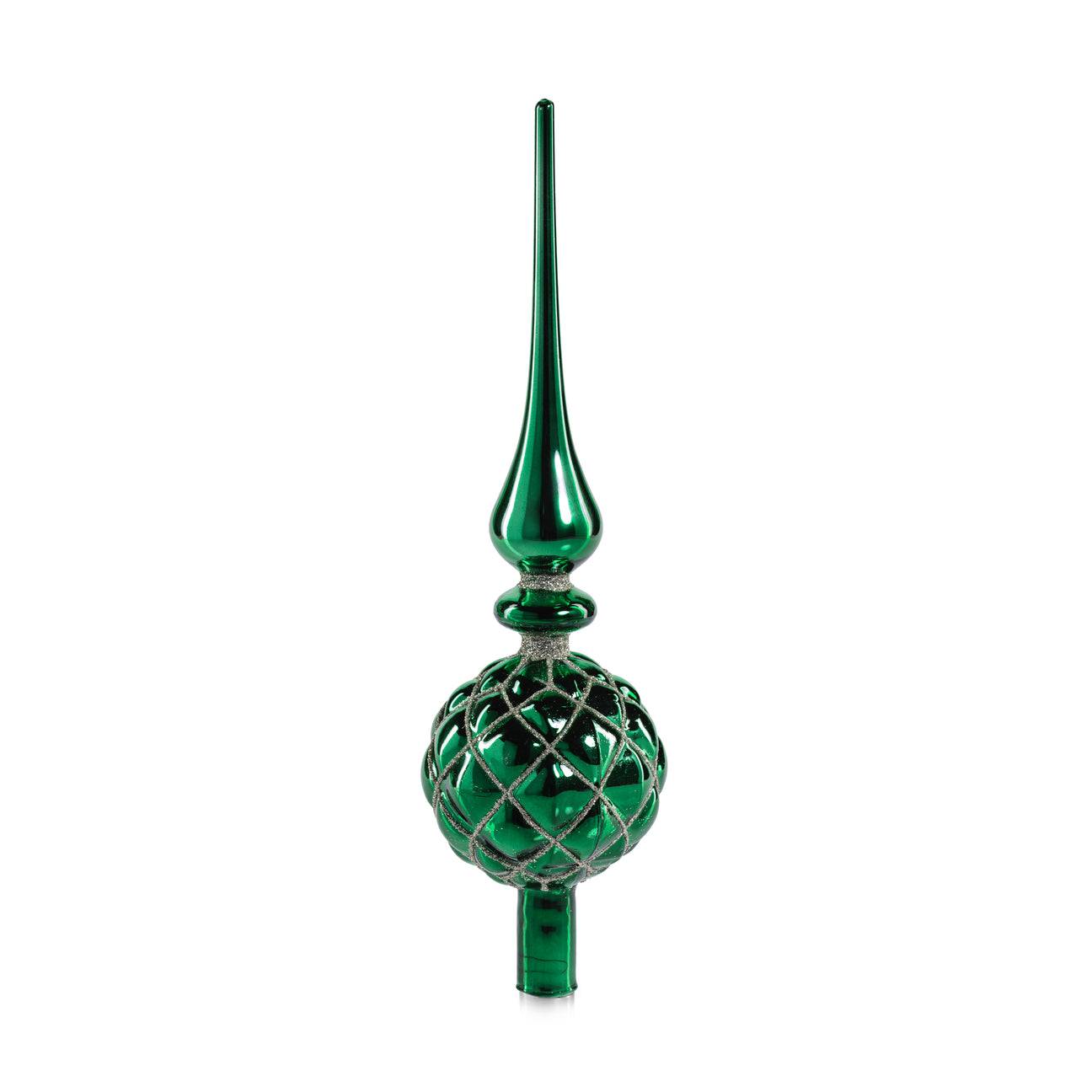 Dazzling Metallic Glass Tree Topper - Green