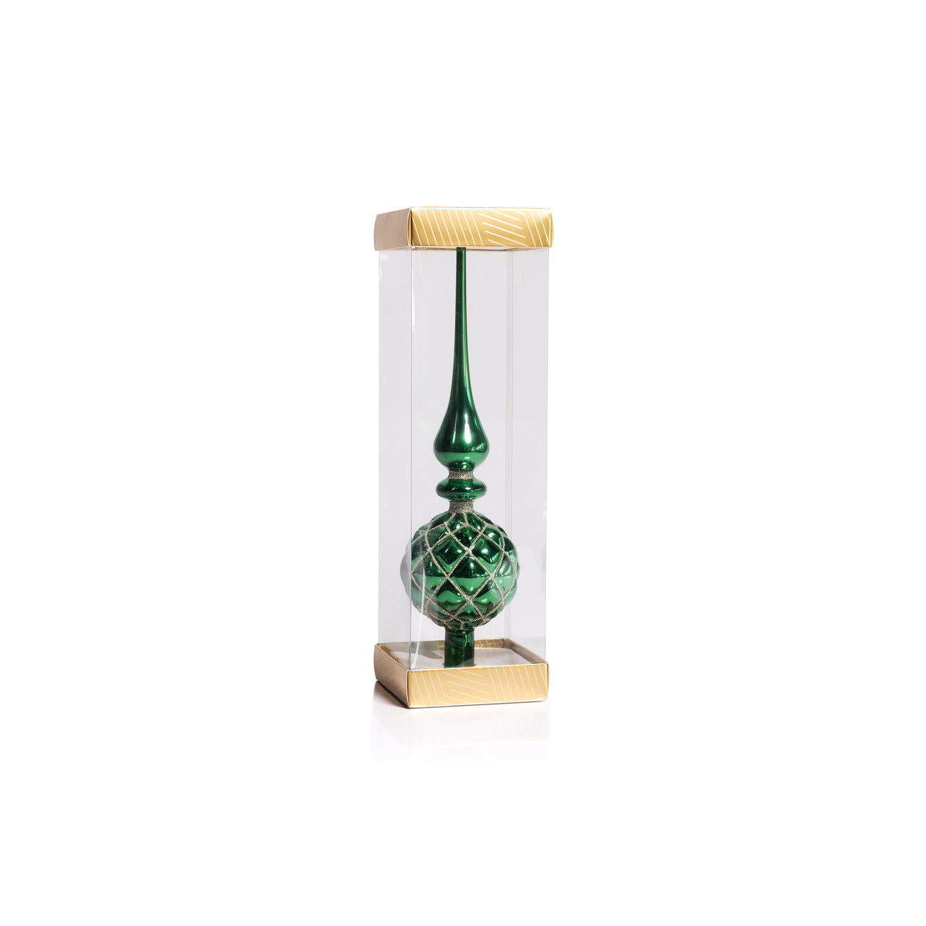 Dazzling Metallic Glass Tree Topper - Green