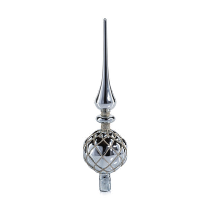 Dazzling Metallic Glass Tree Topper - Silver - Christmas Decor by Carlyle Avenue