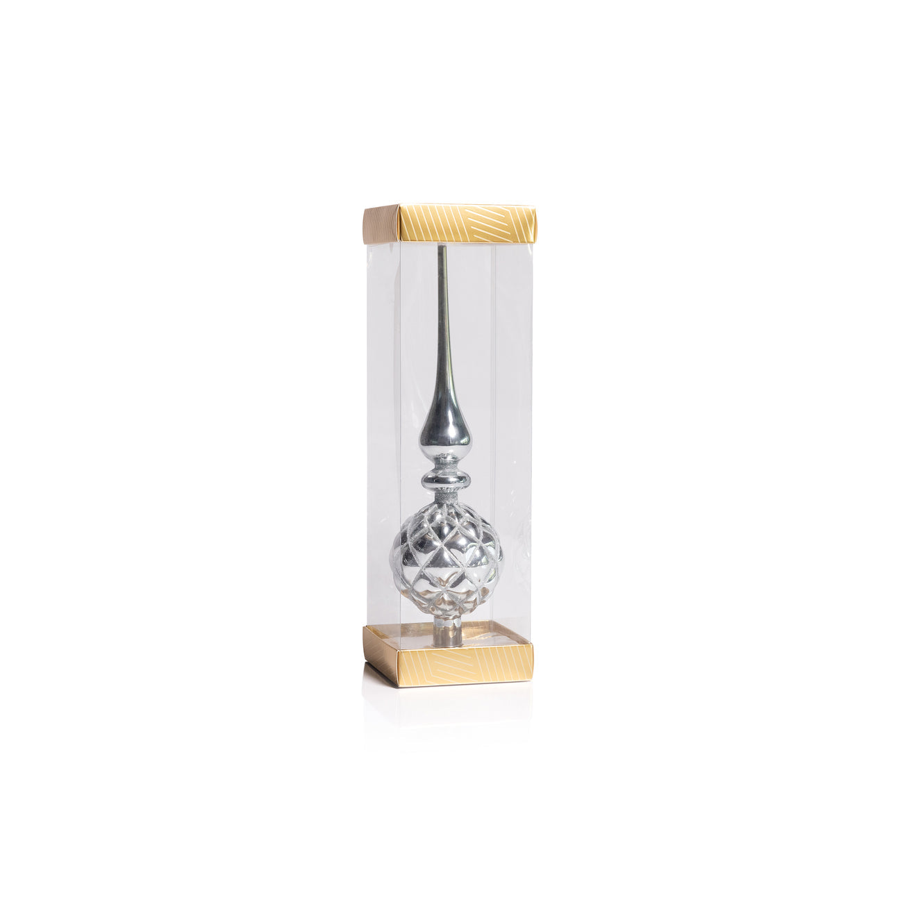 Dazzling Metallic Glass Tree Topper - Silver