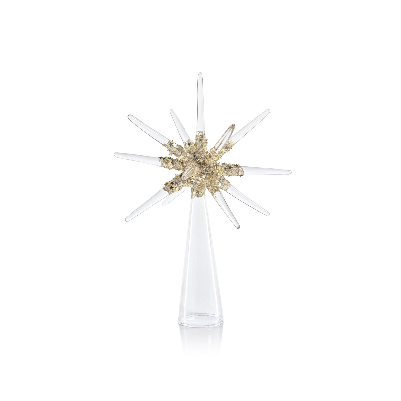 Starburst Glass Tree Topper - Clear and Gold