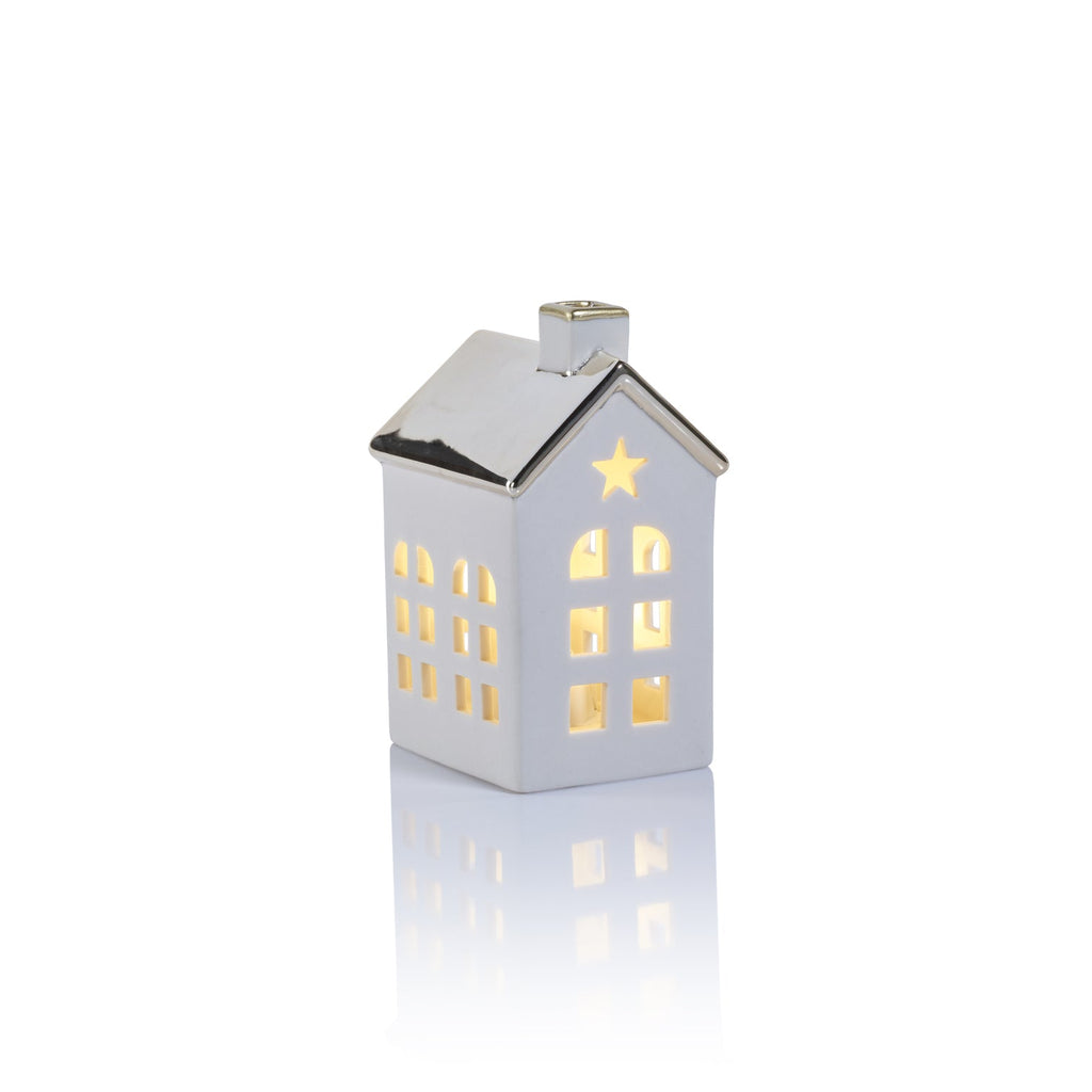 Porcelain LED House with Gold Roof - Christmas Decor by Carlyle Avenue
