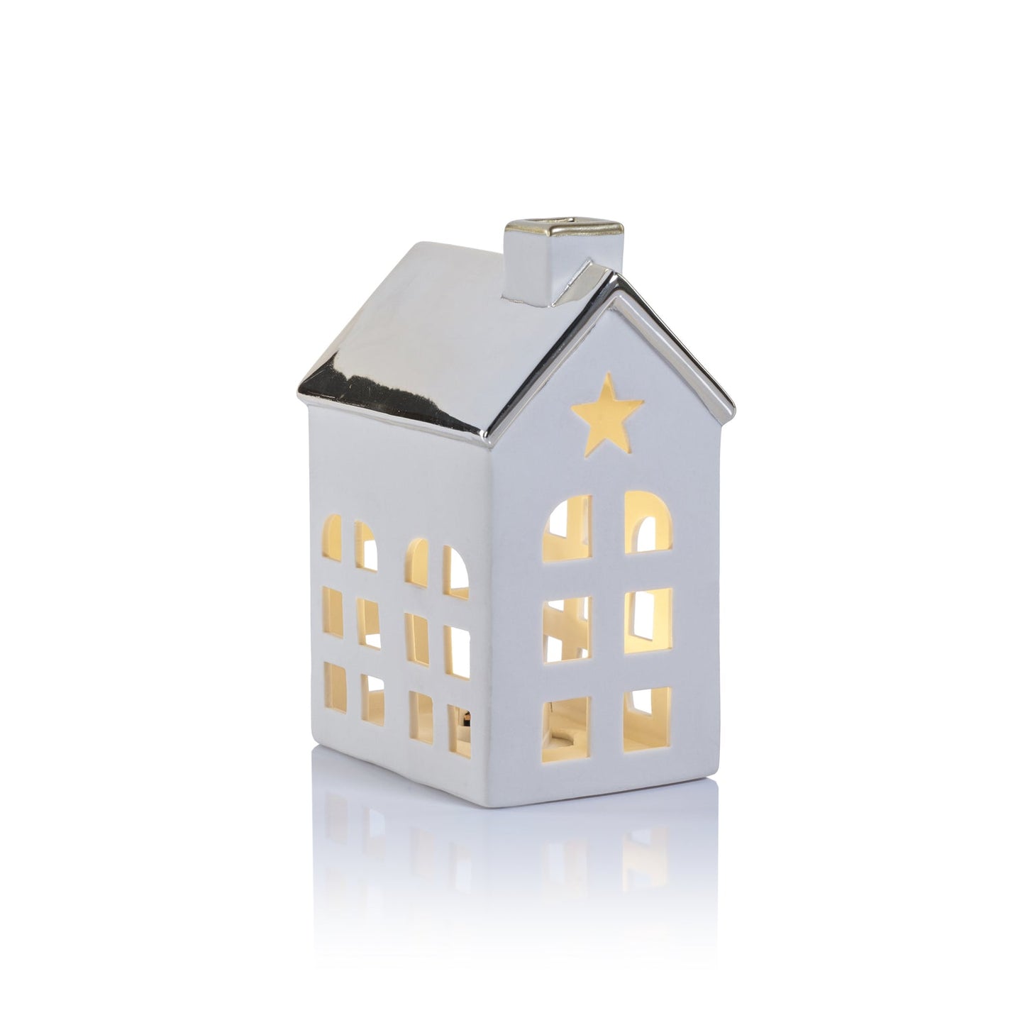 Porcelain LED House with Gold Roof