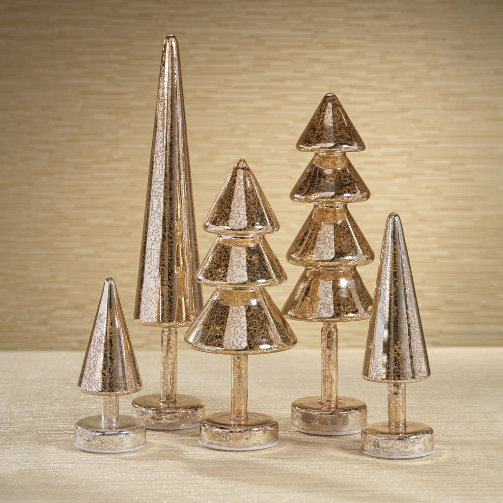 Noel Sparkle Spruce LED Tree - Gold - Set of 2 - Holiday Decor by Carlyle Avenue
