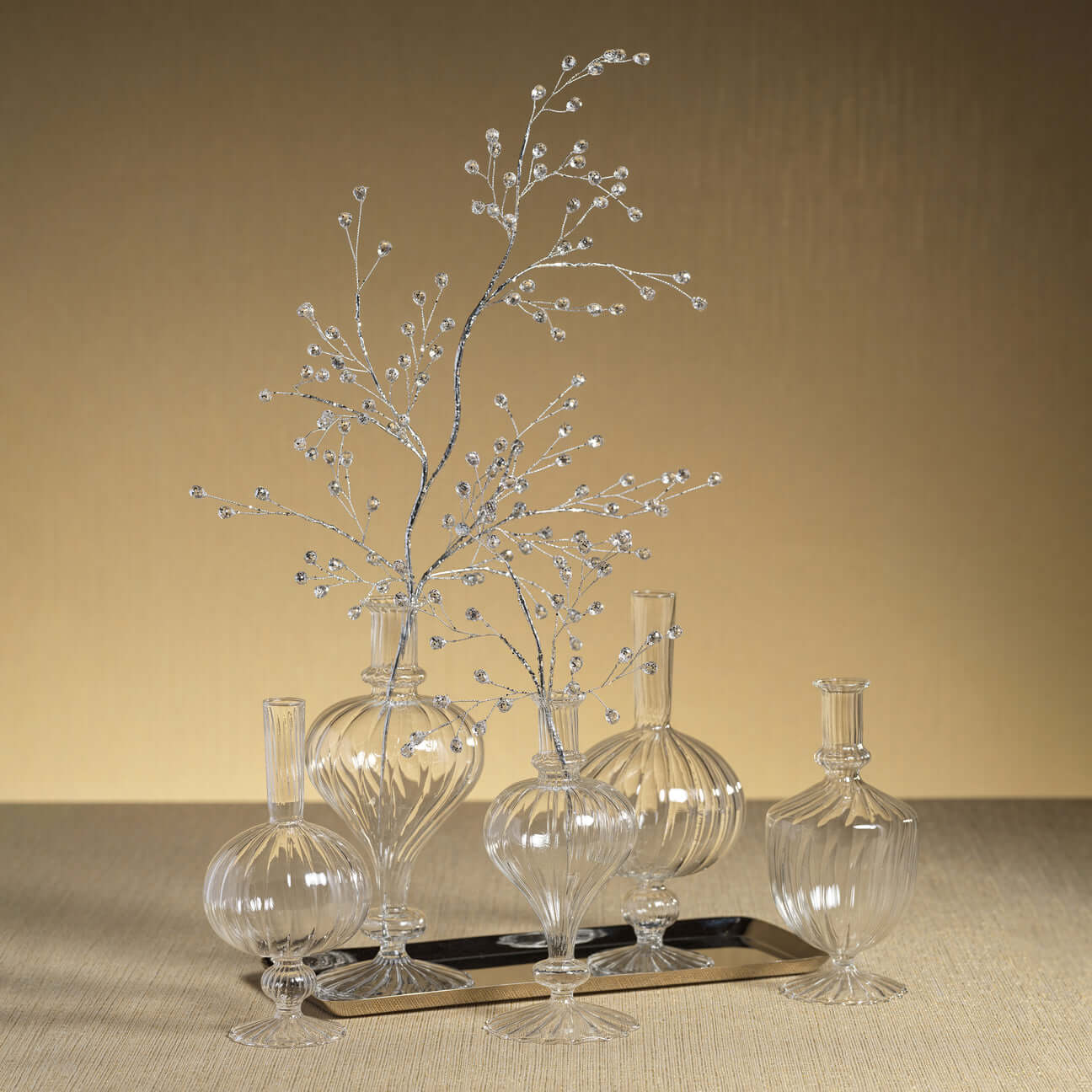 Beaded Glass Berry Pick - Clear & Silver - Holiday Decor by Carlyle Avenue