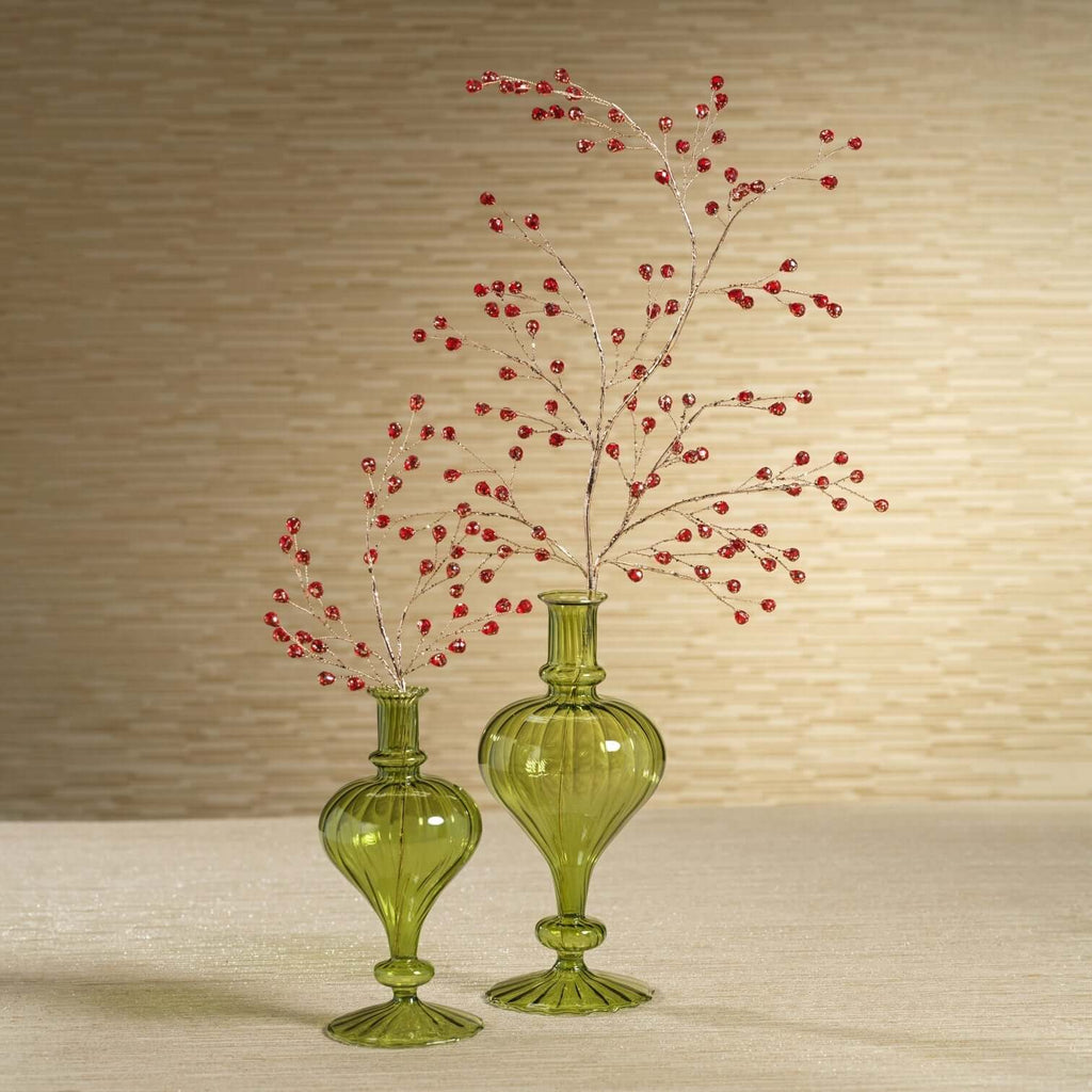 Beaded Glass Berry Pick - Red and Gold - Christmas Decor by Carlyle Avenue