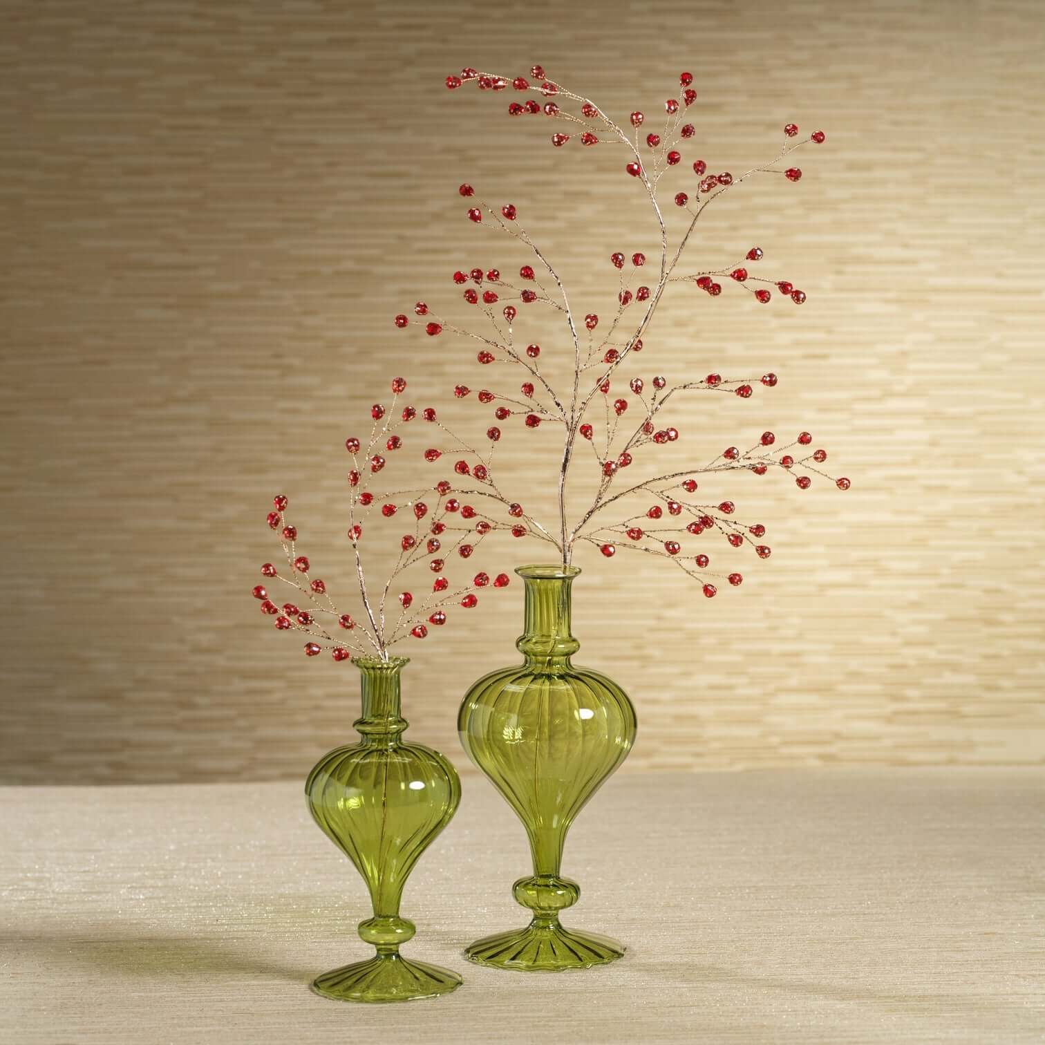 Beaded Glass Berry Pick - Red and Gold - Christmas Decor by Carlyle Avenue