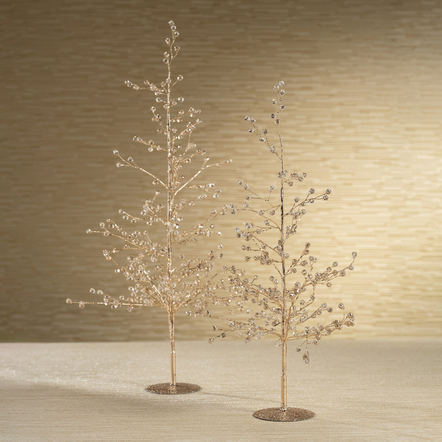 Beaded Glass Berry Tree - Clear and Gold